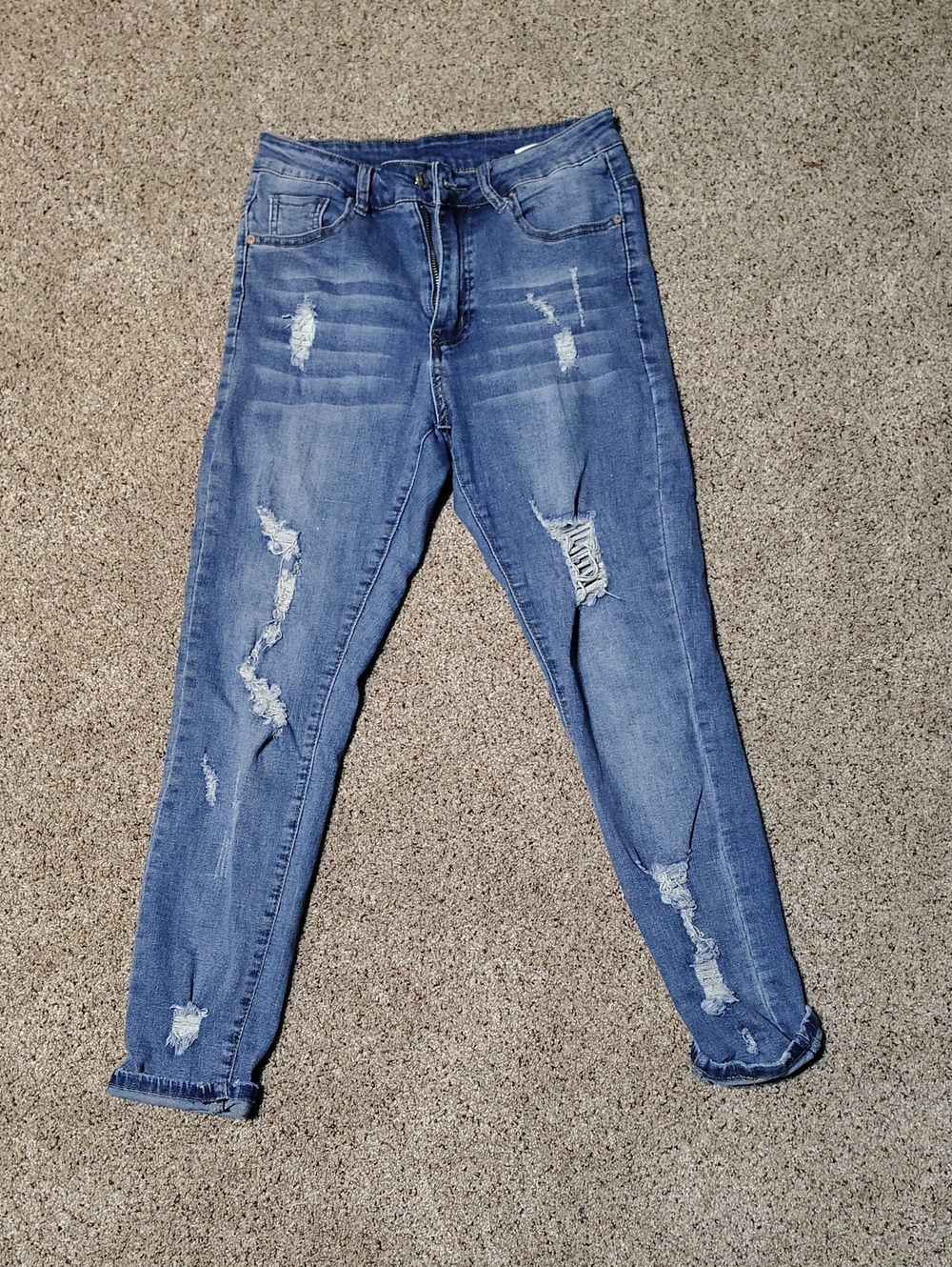 Women's Skinny Distressed Jeans in Blue